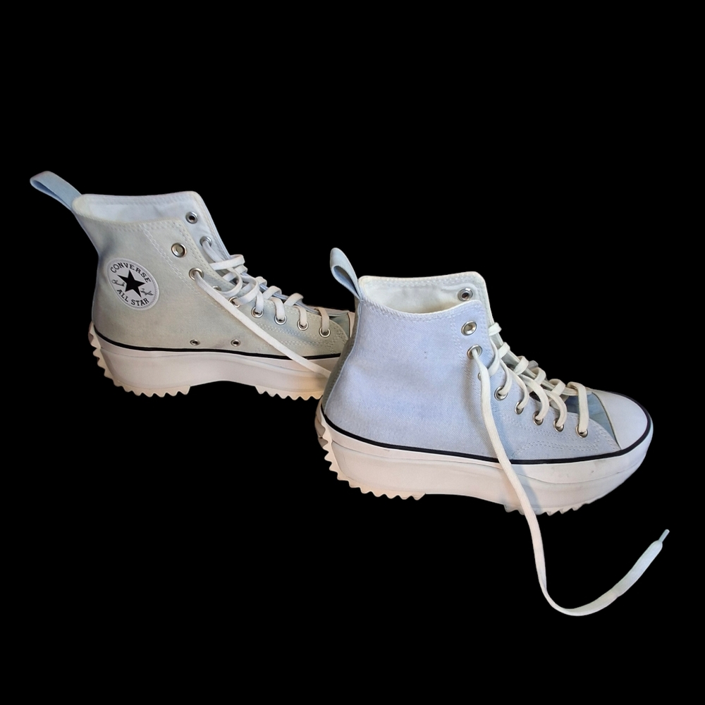 Converse Run Star Hike Hi Two-Tone Blue Gray Denim Shoes Unisex Men 9.5 Women 11 - Picture 6 of 15